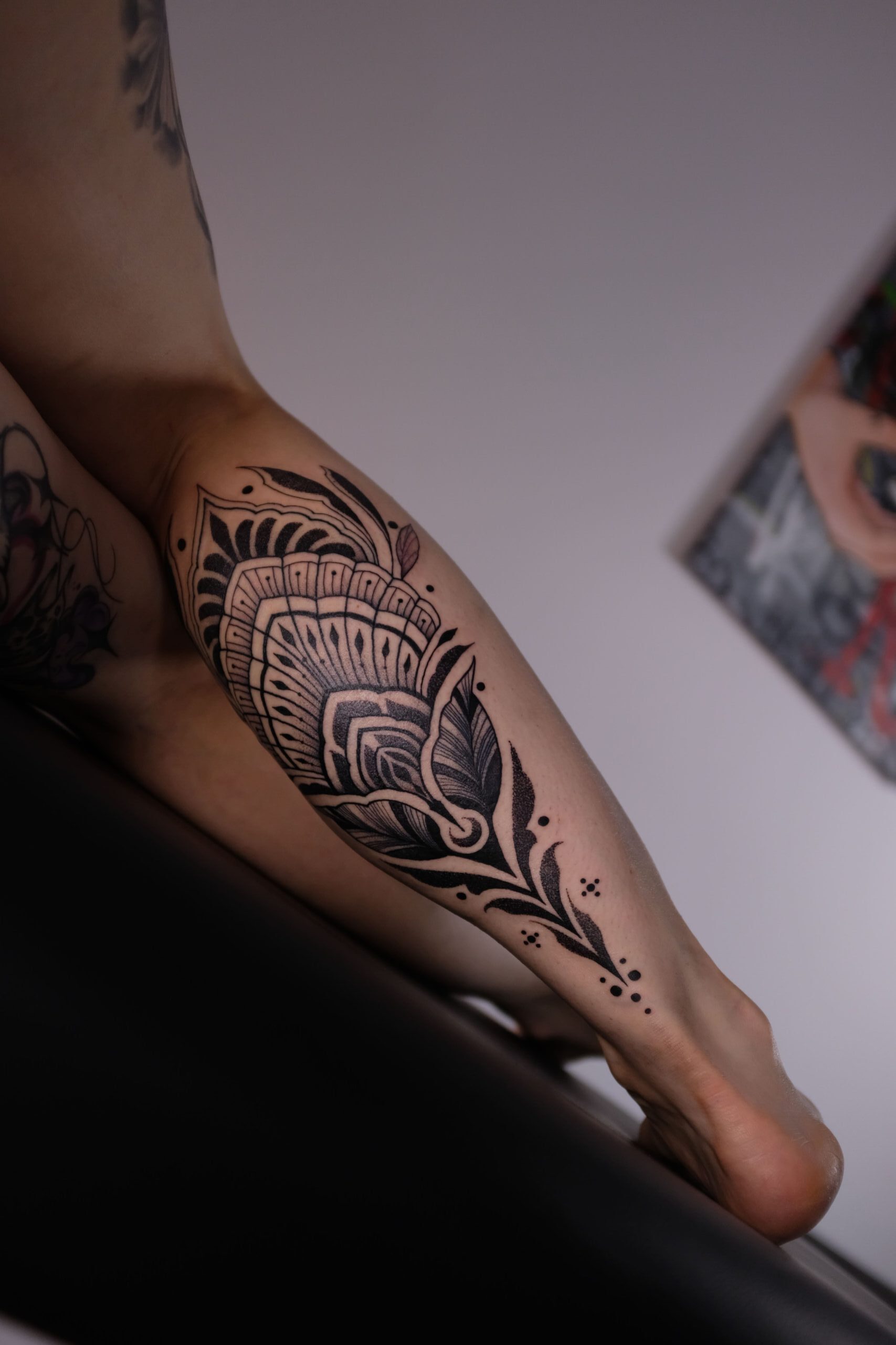 black ornamental tattoo for girl