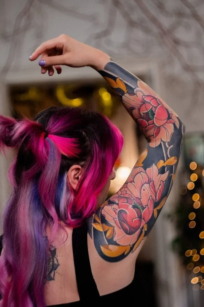 color japanese tattoo sleeve for girl tatuaż japoński