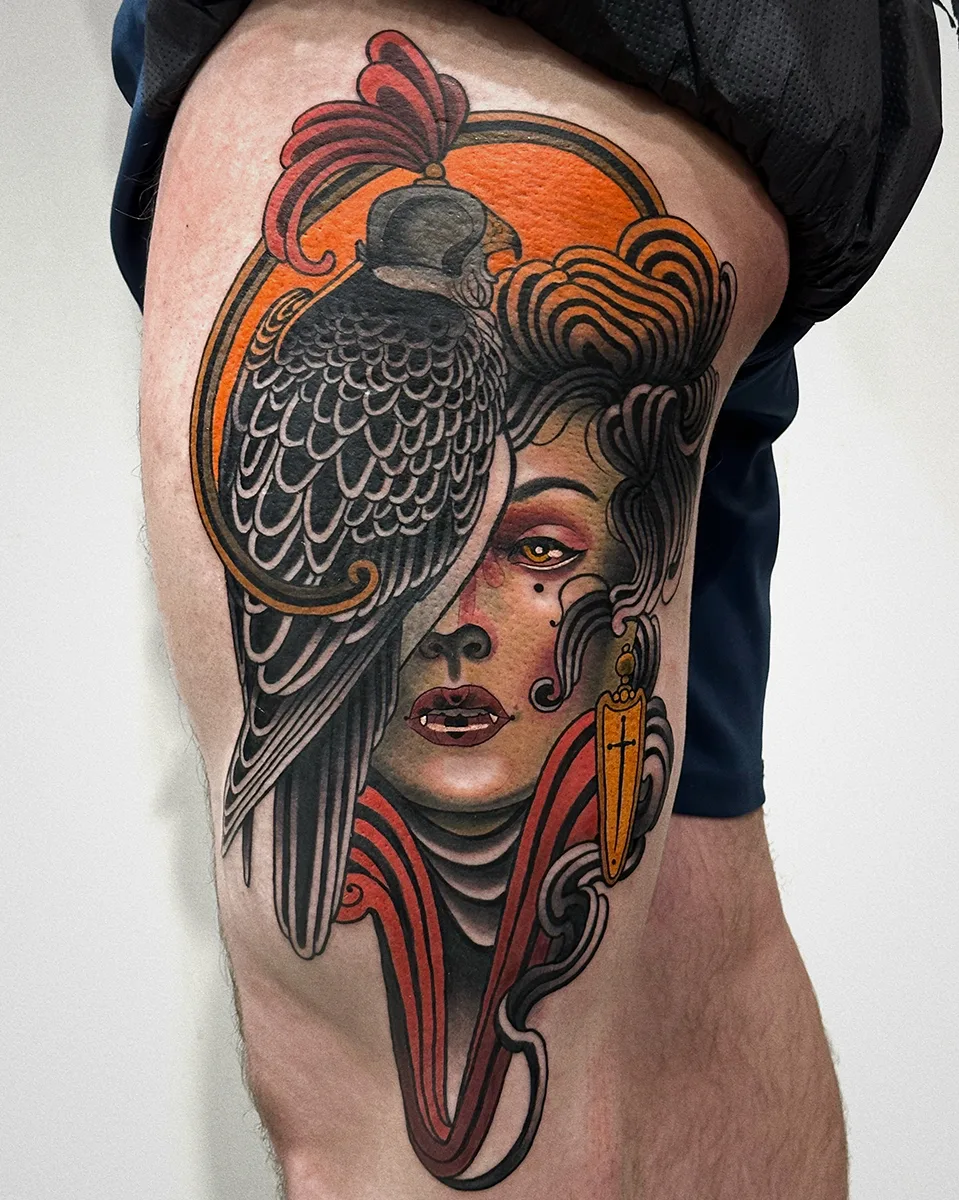 Neotraditional tattoo girl